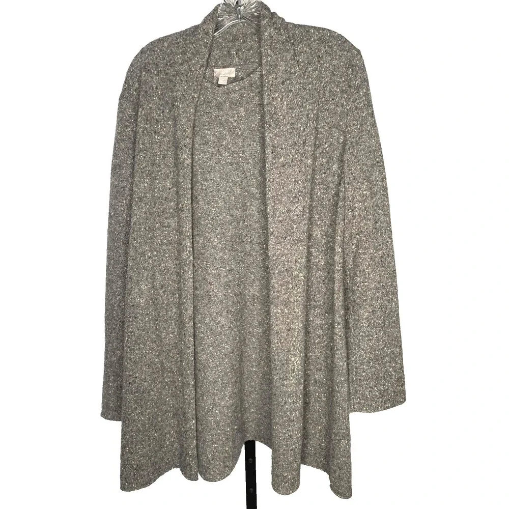 J. Jill Italian Yarn Wool Cashmere Open Front Cardigan Gray Womens Size Medium - Picture 1 of 7